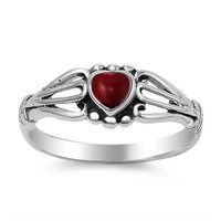 Red Carnelian Heart Ring