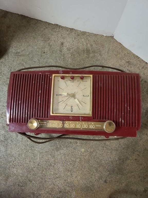 Vintage clocks, phones, and lamp