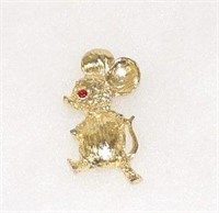Jeweled Eye Gold Tone Mouse Pin