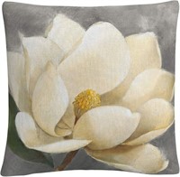 Magnolia Blossom on Gray,16x16 Decorative Throw