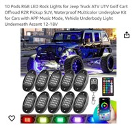 10 Pods RGB LED Rock Lights for Jeep Truck