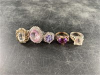 5 Beautiful sterling silver rings with some precio