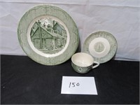 Green Colonial Plates & Mug