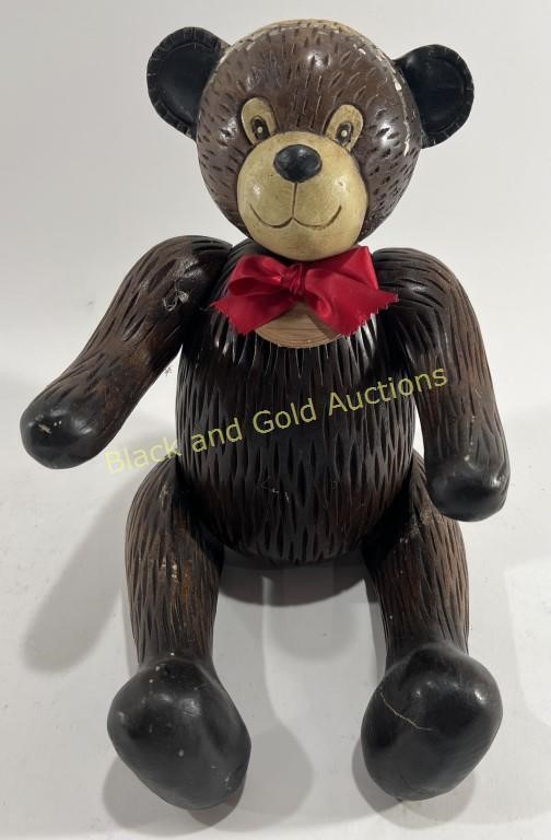 Vintage Christmas Soild Wood Jointed Teddy Bear