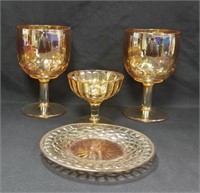 (2) Indiana Star Goblets, Dep Glass Plate, Compote