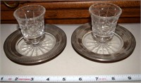 Pair ABP cut glass w/ sterling silver rim cups