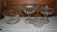 (4) vintage clear glass pieces