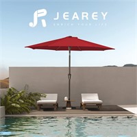 JEAREY 9FT Outdoor PatioUmbrella UV Protection Red