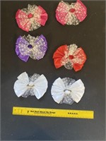 New - Set of 6 Clip in Hair Bows