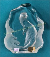 Mats Jonasson glass otter paperweight