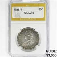 1818/7 Capped Bust Half Dollar PGA AU55