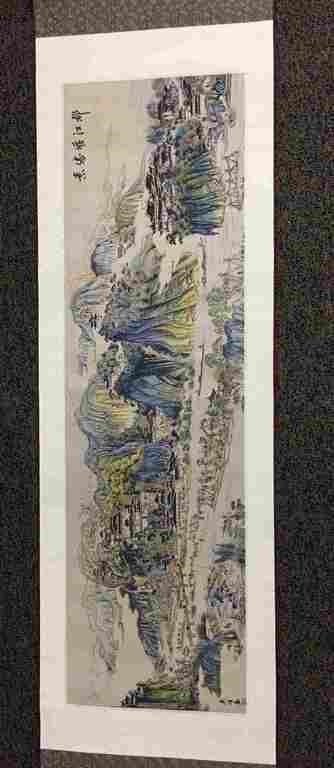 Oriental Scenic Tapestry On Scroll