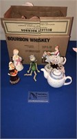 Misc. box of glass figurines & other items