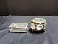 (2) Small Vintage Glass Trinket Boxes