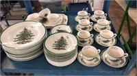 61 pieces of Spode Christmas tree dishes