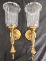 PAIR OF GLASS WALL SCONCES