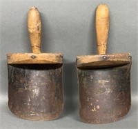 Two Galvanized Metal & Wood Scoops