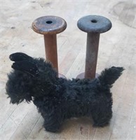 Vintage Pair of Wooden Candle Holder, Mohair  Dog