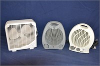 2 Small Space Heater Fans & 1 Regular Fan