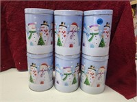 6 Snowman Jars