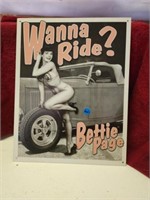Betty Paige Wanna Ride? Metal Sign
