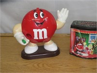 M & M Candy Dispenser & M & M Tin