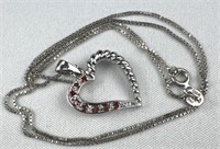 925 Silver & Garnet Gemstone Heart Necklace