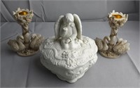 Swan Candle Holders and Angel Trinket Box