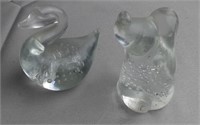 2 Murano Style Paperweights - Swan and more