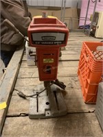 Table Top drill press, amp meter and tools