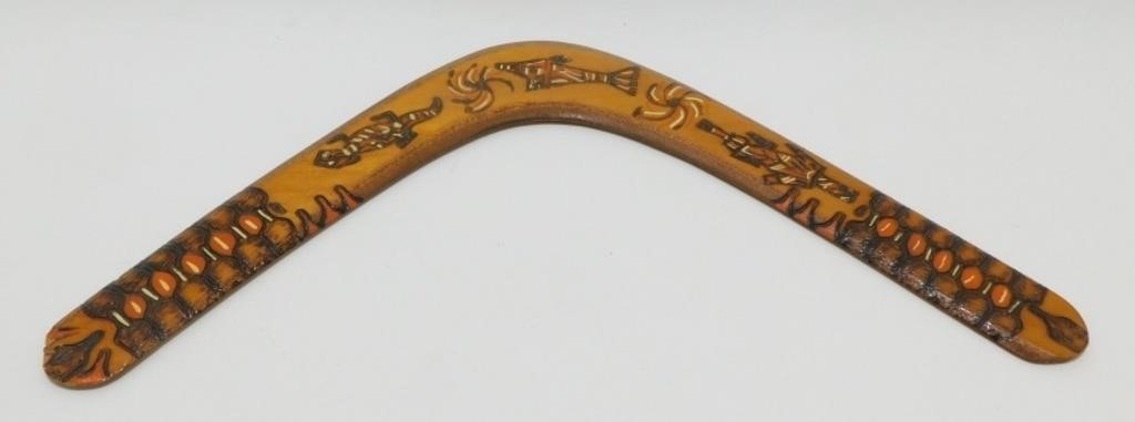 Vintage Wood Handmade Aboriginal Made Boomerang
