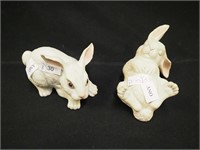 Two Boehm rabbit figurines: one has small