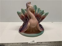 Vintage 9" Art Pottery Peacock Planter