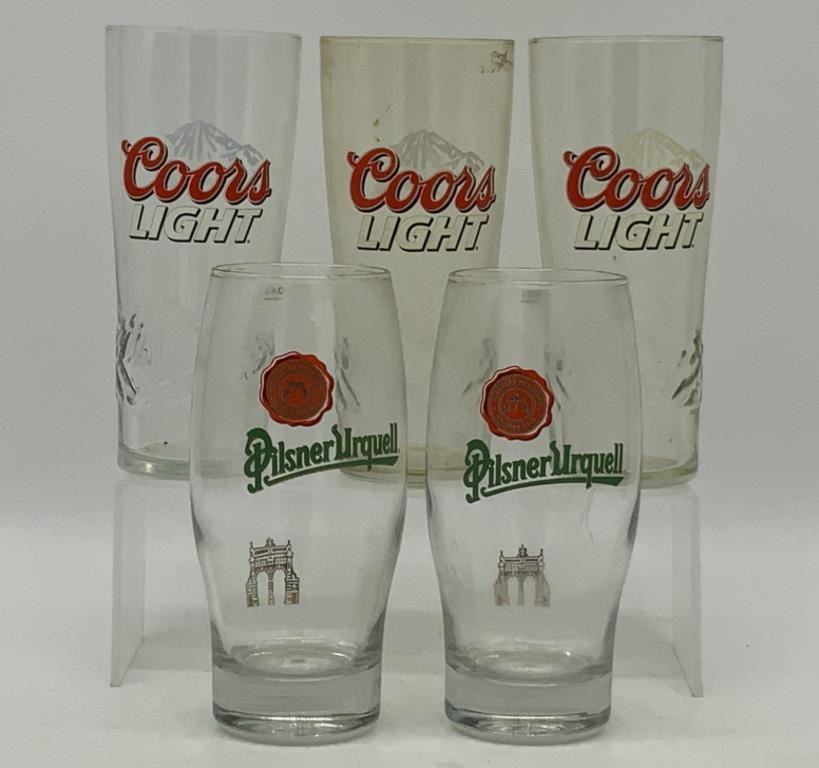 Coors Light & Pilsner Urquell Beer Glasses