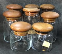 Assorted Glass Canisters w/Wood Lids