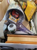 Box lot- picture frames, trash can etc