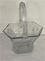 Heisey glass hexagon basket 10”