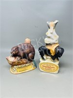 2 vintage ceramic HBC rye decanters