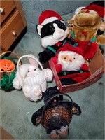 Lot of Holiday Baskets and Pouches