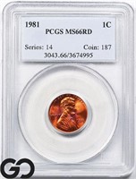 1981 Lincoln Memorial Cent, PCGS MS66 RD