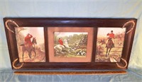 Oak triptych frame with metal horseshoe decoration