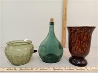 Decorative vases & corked glass bottle