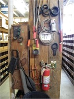 WOOD SHELVES WITH CONTENTS OF ASSORTED