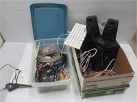 Logitech speaker, keyboard, D-Link, mouse,