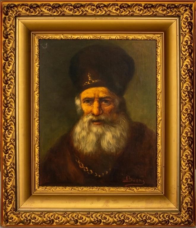 Illegibly Signed Portrait of a Man Oil on Canvas