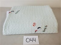Korean Satin Quilted Blanket w/ Embroidered Birds