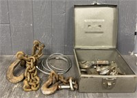 Metal Box W/ Hooks/ Chain Pulleys