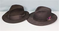 (2) Men's Genuine Leather Suede Hats