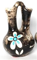 Navajo Pottery Wedding Vase signed T. Vail Jr.