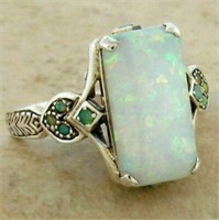 White Fire Opal Ring